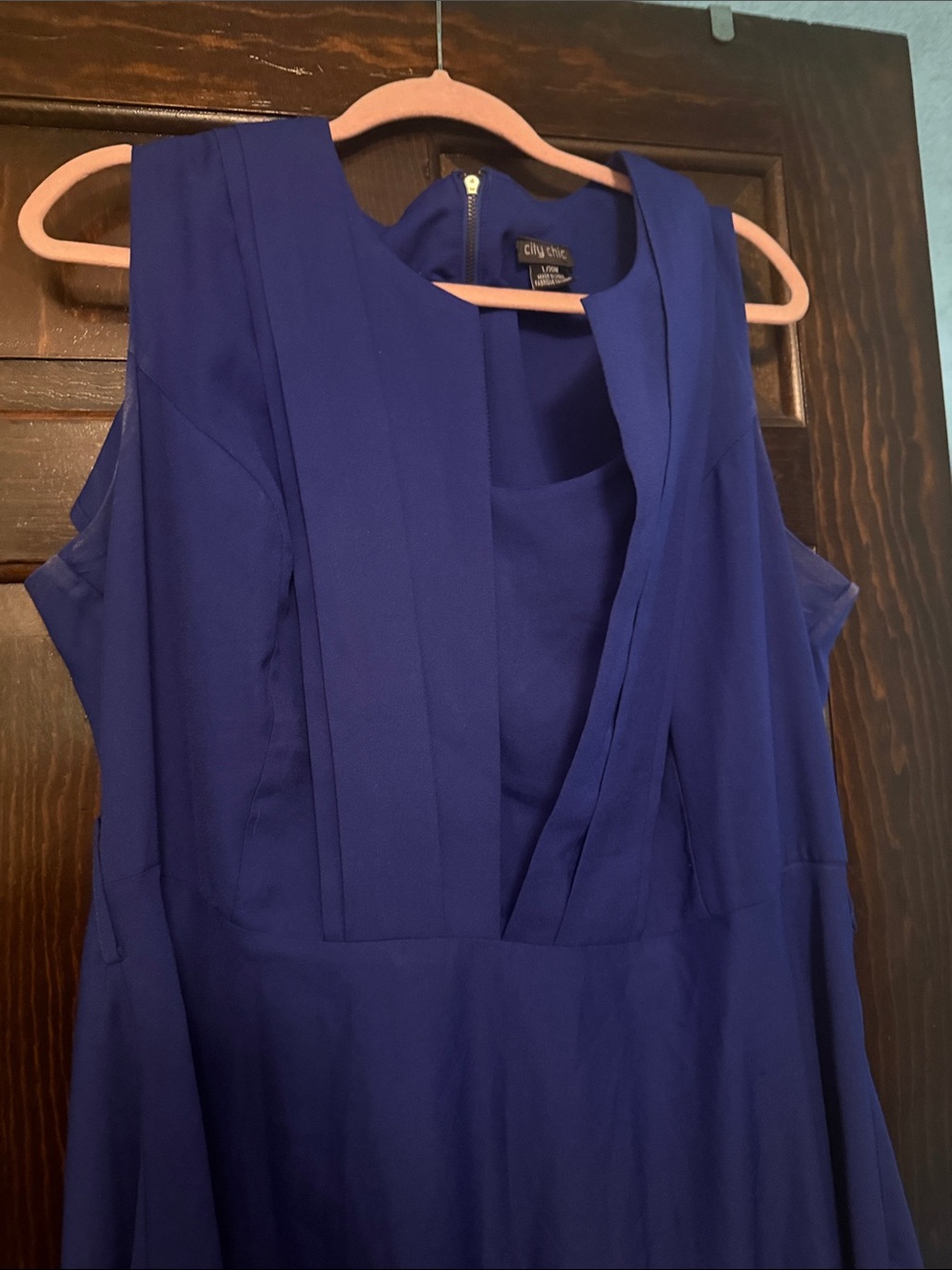 City Chic Cobalt Blue V-Neck Midi Dress - Picture 3 of 3
